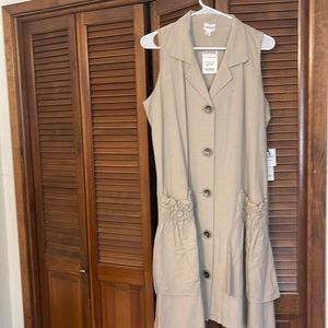 Beige button down dress size large
